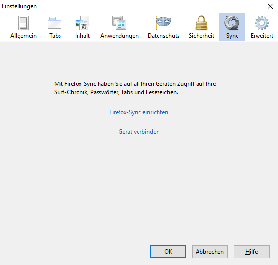 Einstellungen &raquo; Sync
